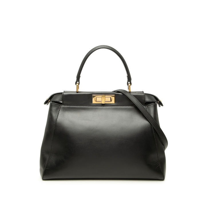 Fendi Sac à main brillant Peekaboo Iconic nappa Moyen Noir – vue principale – GABY PARIS