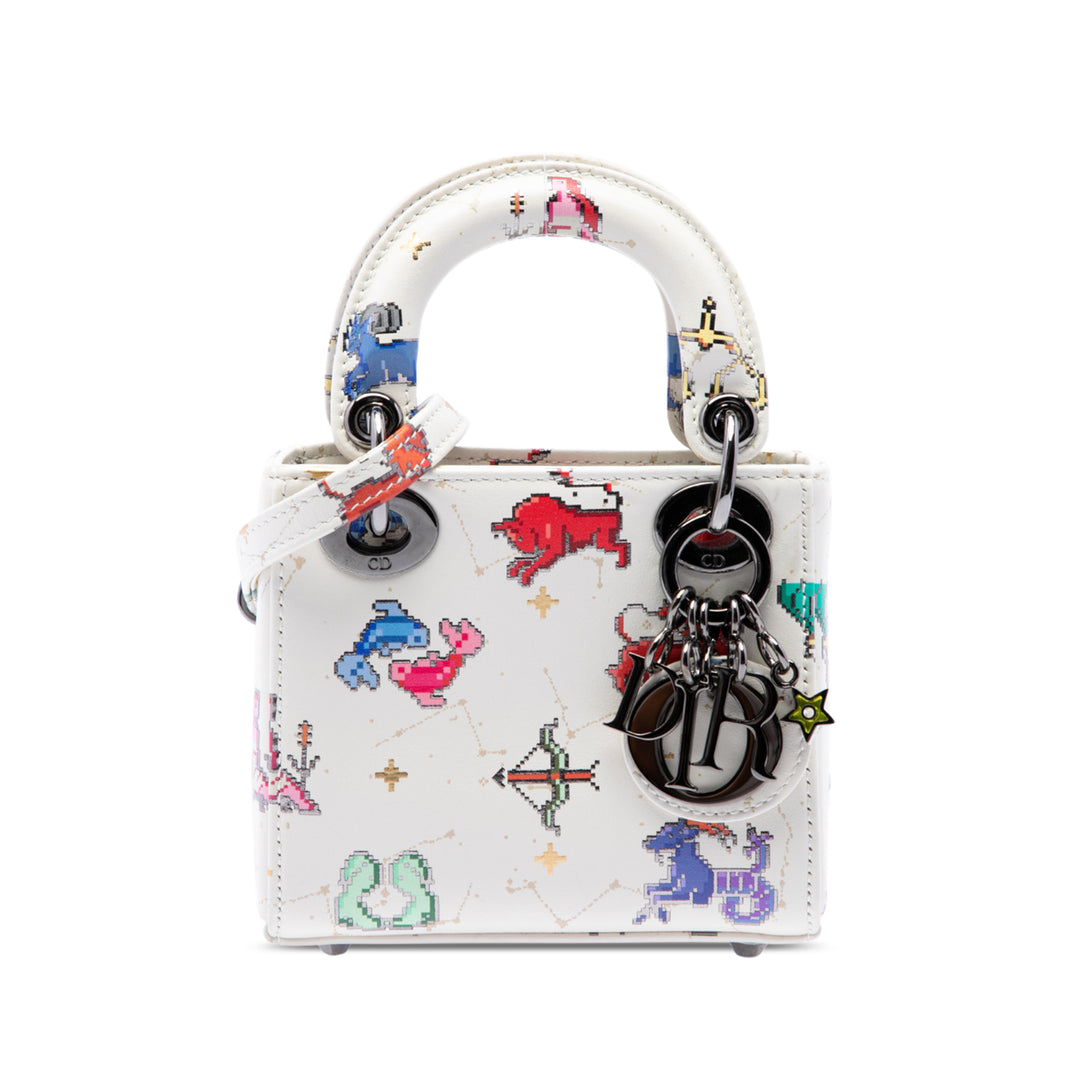 Dior Pixel Zodiac Lady Dior Micro Cuir de veau Blanc – vue principale – GABY PARIS