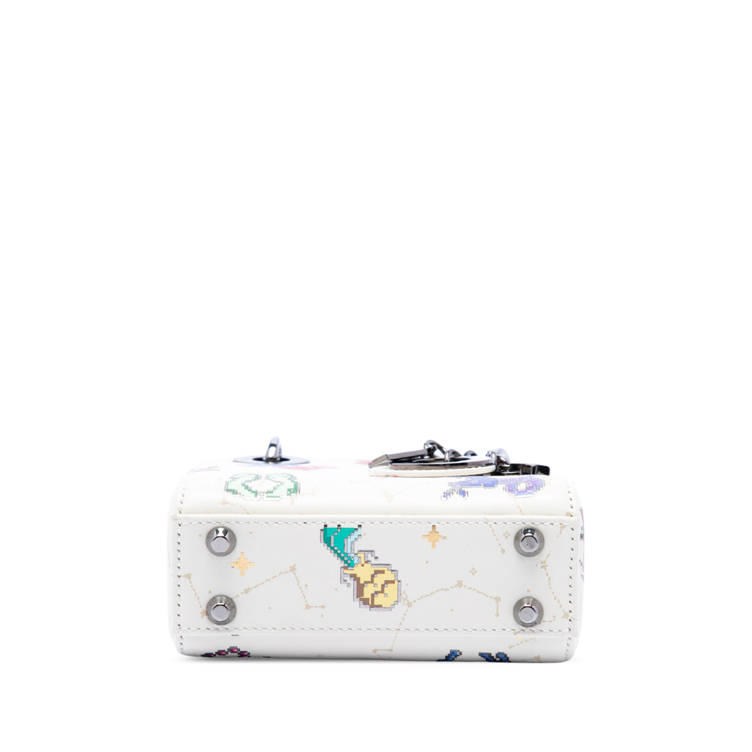Dior Pixel Zodiac Lady Dior Micro Cuir de veau Blanc – vue 3 – GABY PARIS