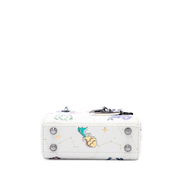 Dior Pixel Zodiac Lady Dior Micro Cuir de veau Blanc – vue 3 – GABY PARIS