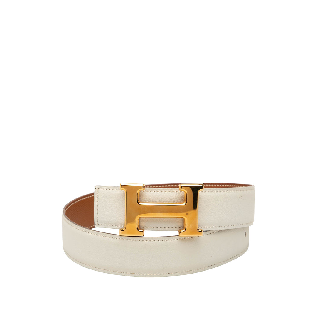 Hermès Ceinture Box Veau et Courchevel Constance H Réversible Box Marron – vue principale – GABY PARIS