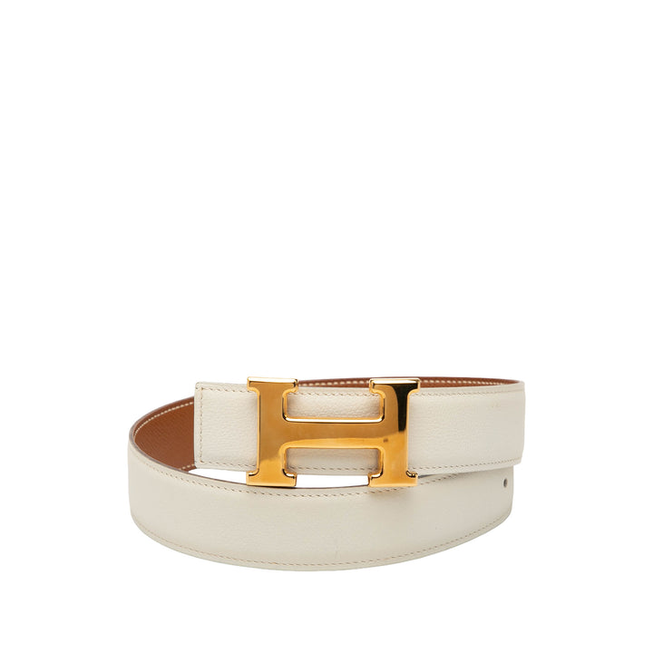 Hermès Ceinture Box Veau et Courchevel Constance H Réversible Box Marron – vue principale – GABY PARIS