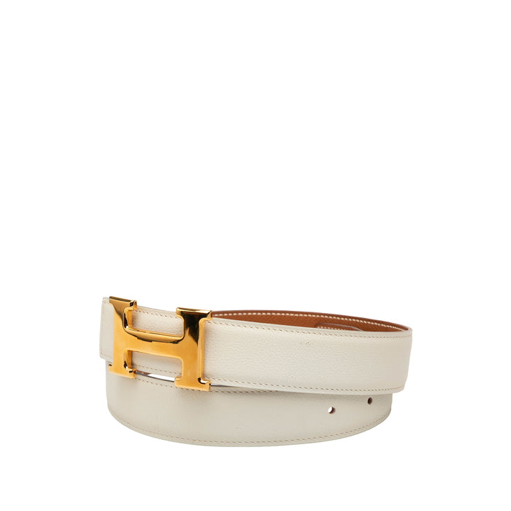 Hermès Ceinture Box Veau et Courchevel Constance H Réversible Box Marron – vue 2 – GABY PARIS