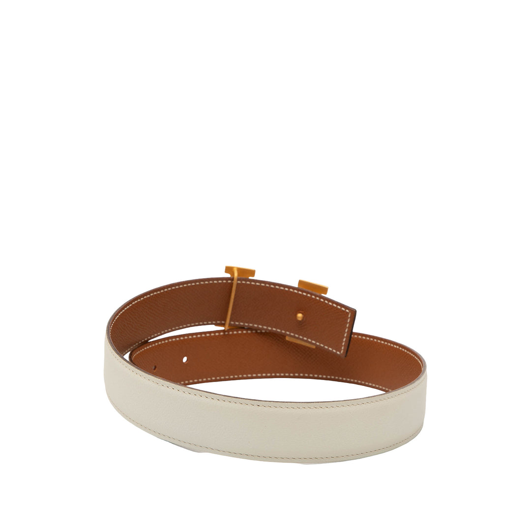 Hermès Ceinture Box Veau et Courchevel Constance H Réversible Box Marron – vue 3 – GABY PARIS