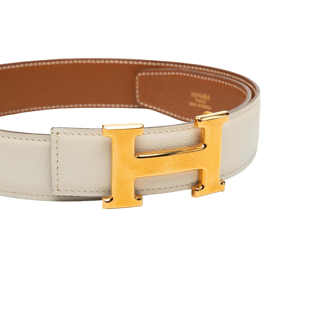 Hermès Ceinture Box Veau et Courchevel Constance H Réversible Box Marron – vue 4 – GABY PARIS