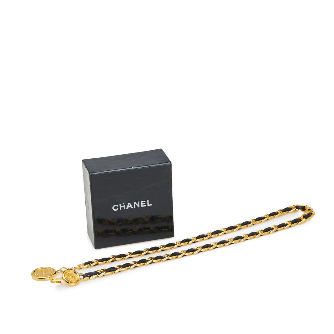 Chanel Doré Plated Medallion Cuir Woven Chain Belt Doré