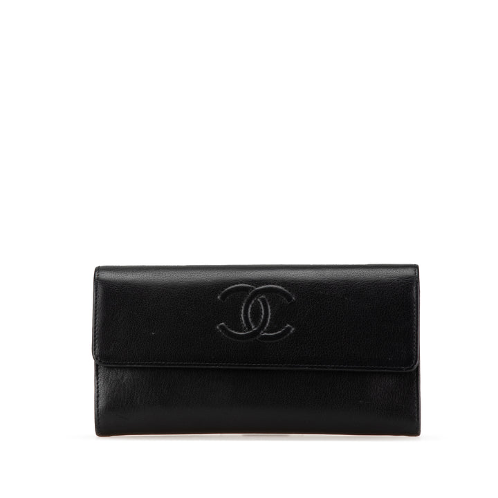 CC Calfskin Long Wallet Black - Gaby Paris