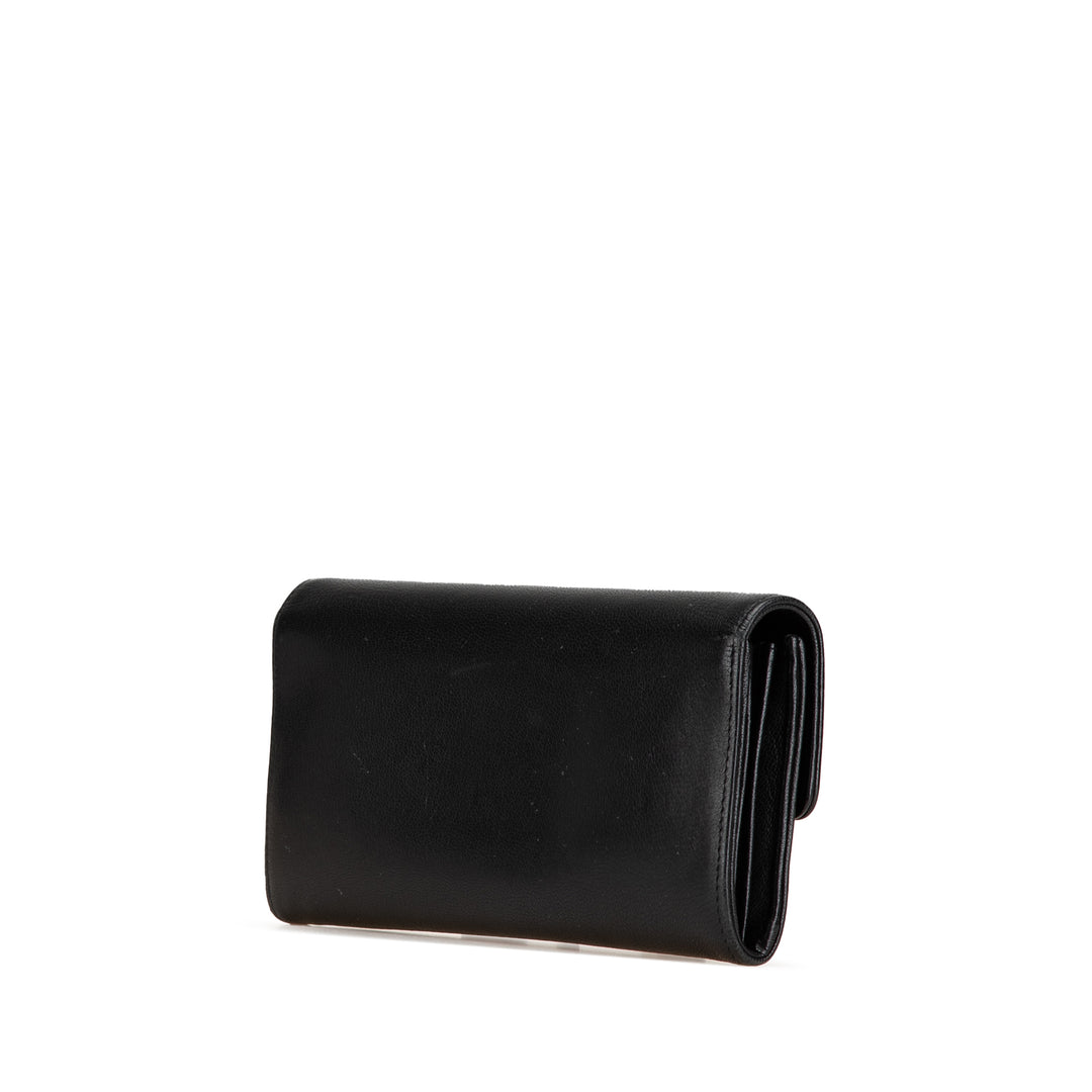 CC Calfskin Long Wallet Black - Gaby Paris