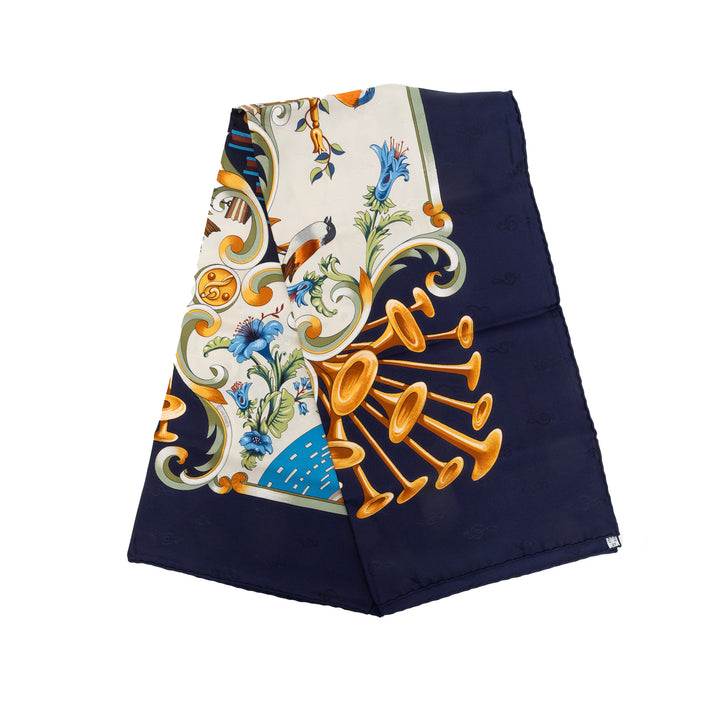 Hermès Carré Orgauphone Et Autres Mecaniques 90 Bleu – vue principale – GABY PARIS