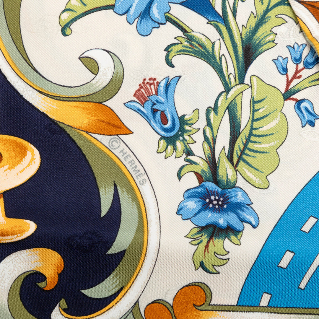 Hermès Carré Orgauphone Et Autres Mecaniques 90 Bleu – vue 6 – GABY PARIS
