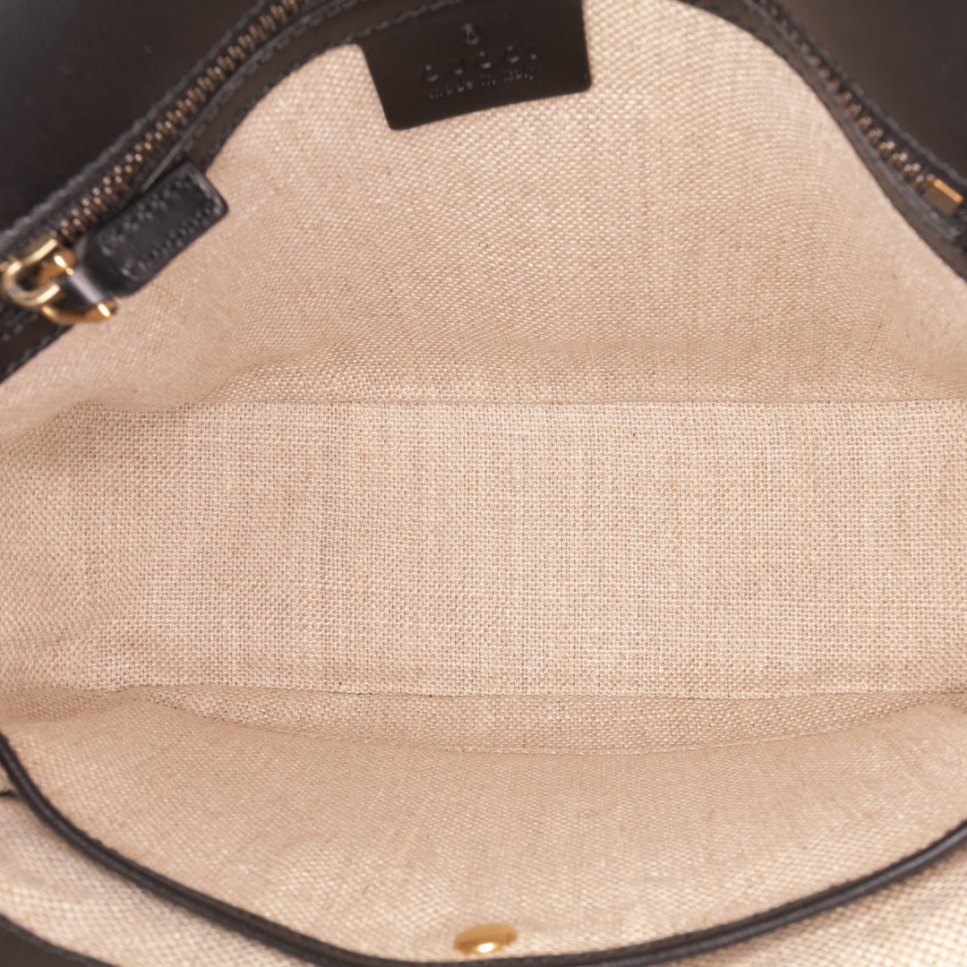 Gucci Medium Cuir Lady Web Sac porté croisé Noir