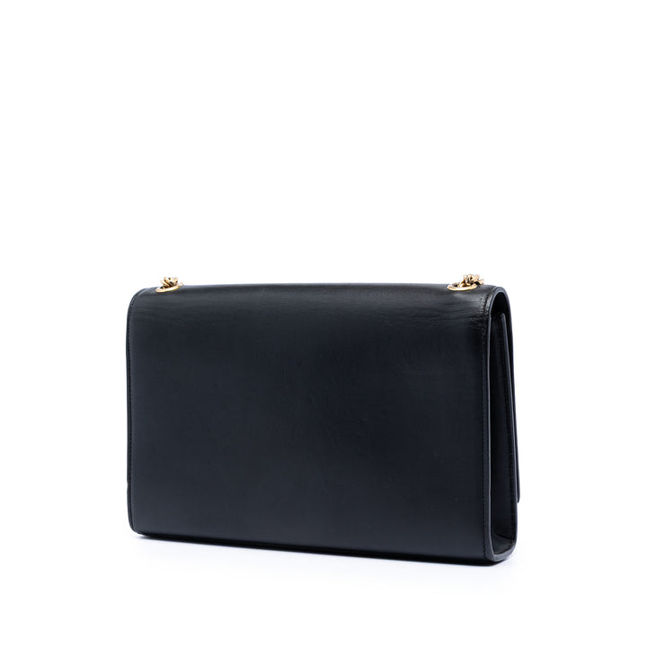 Classic Kate Pompon Sac Moyen Cuir de veau lisse Noir