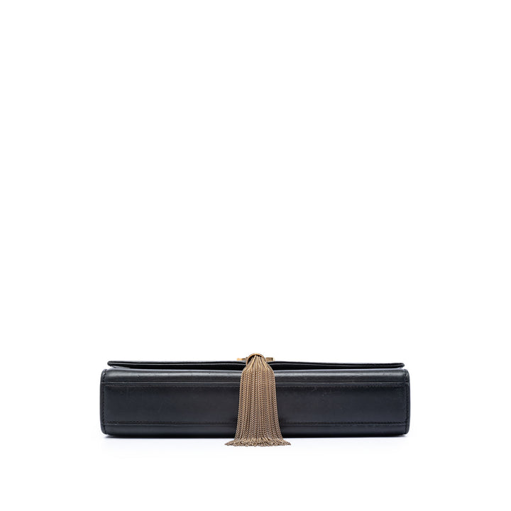 Classic Kate Pompon Sac Moyen Cuir de veau lisse Noir