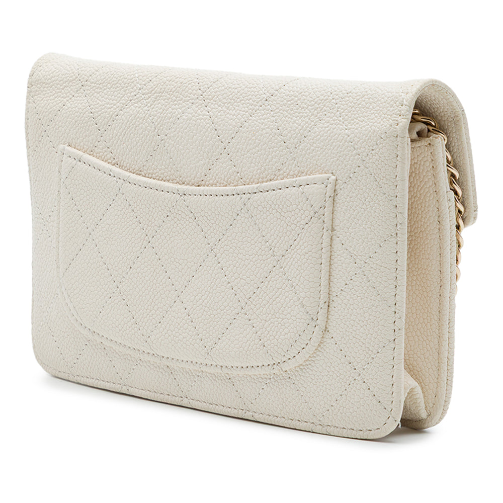 Chanel Sac bandoulière Paris Cuba Matelassé Thread Around Wallet on Chain Cuir caviar Blanc – vue 2 – GABY PARIS