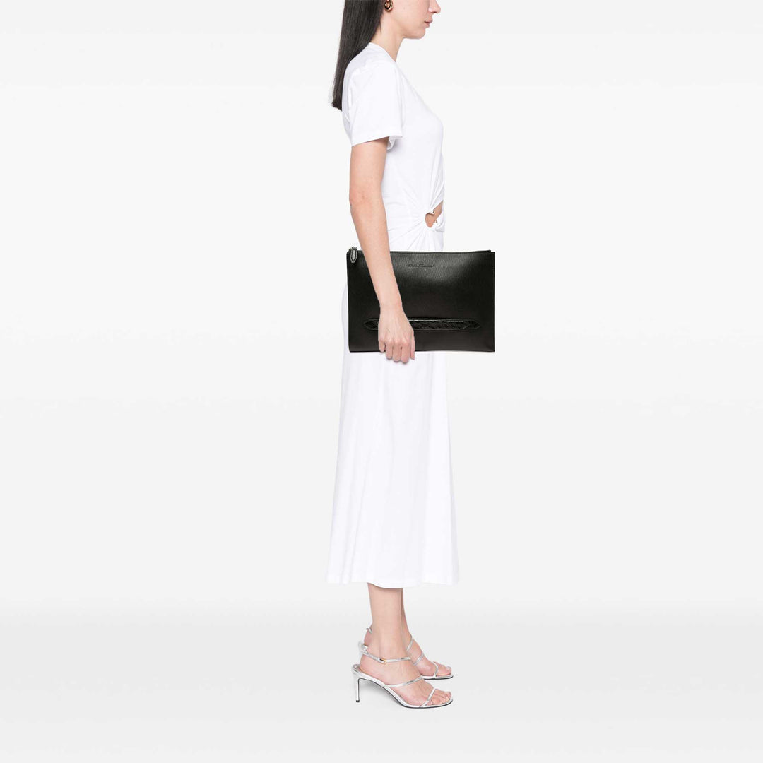 Croc embossé Revival Pochette Cuir de veau Noir