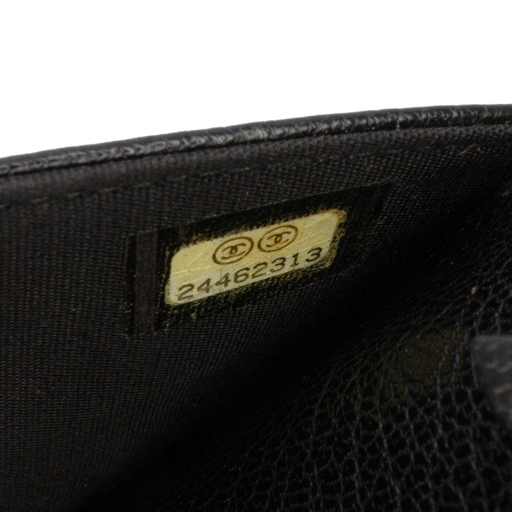 Chanel Studded Grained Cuir de veau Boy Wallet On Chain Noir
