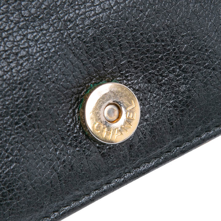 Chanel Studded Grained Cuir de veau Boy Wallet On Chain Noir
