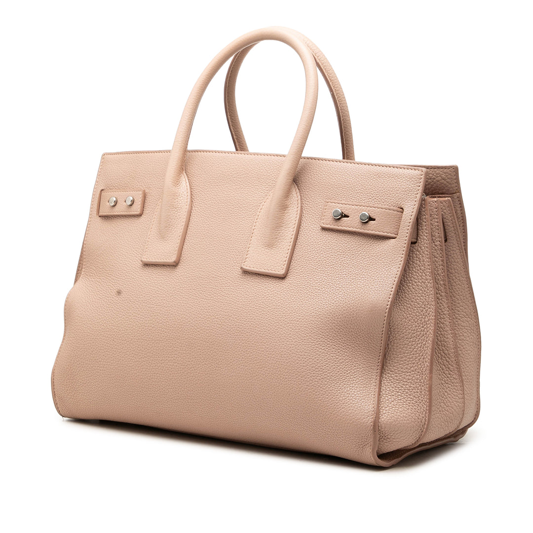 Saint Laurent grainé Souple Sac De Jour Sac Petit Cuir de veau grainé Marron – vue 2 – GABY PARIS