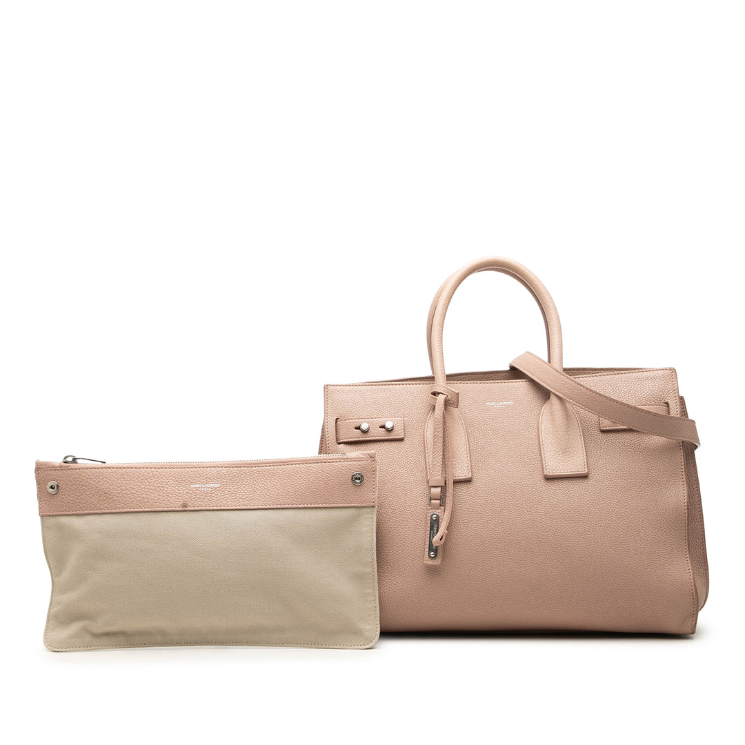 Saint Laurent grainé Souple Sac De Jour Sac Petit Cuir de veau grainé Marron – vue 7 – GABY PARIS