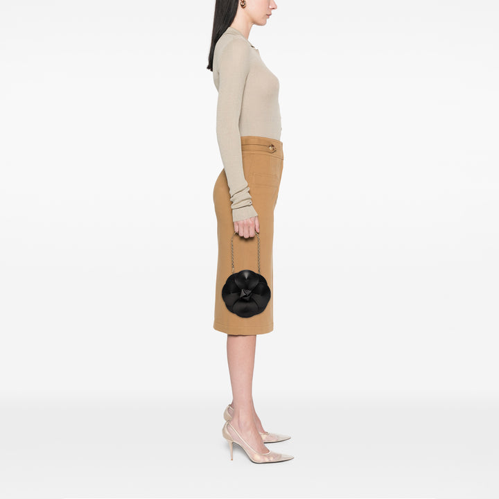 Chanel Cuir d’agneau et Satin Camellia Flower Evening Sac