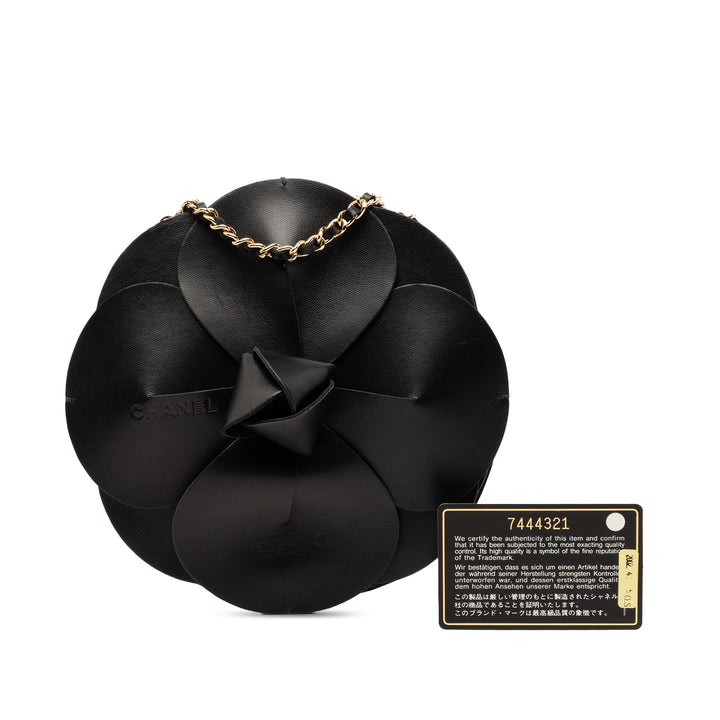 Chanel Cuir d’agneau et Satin Camellia Flower Evening Sac