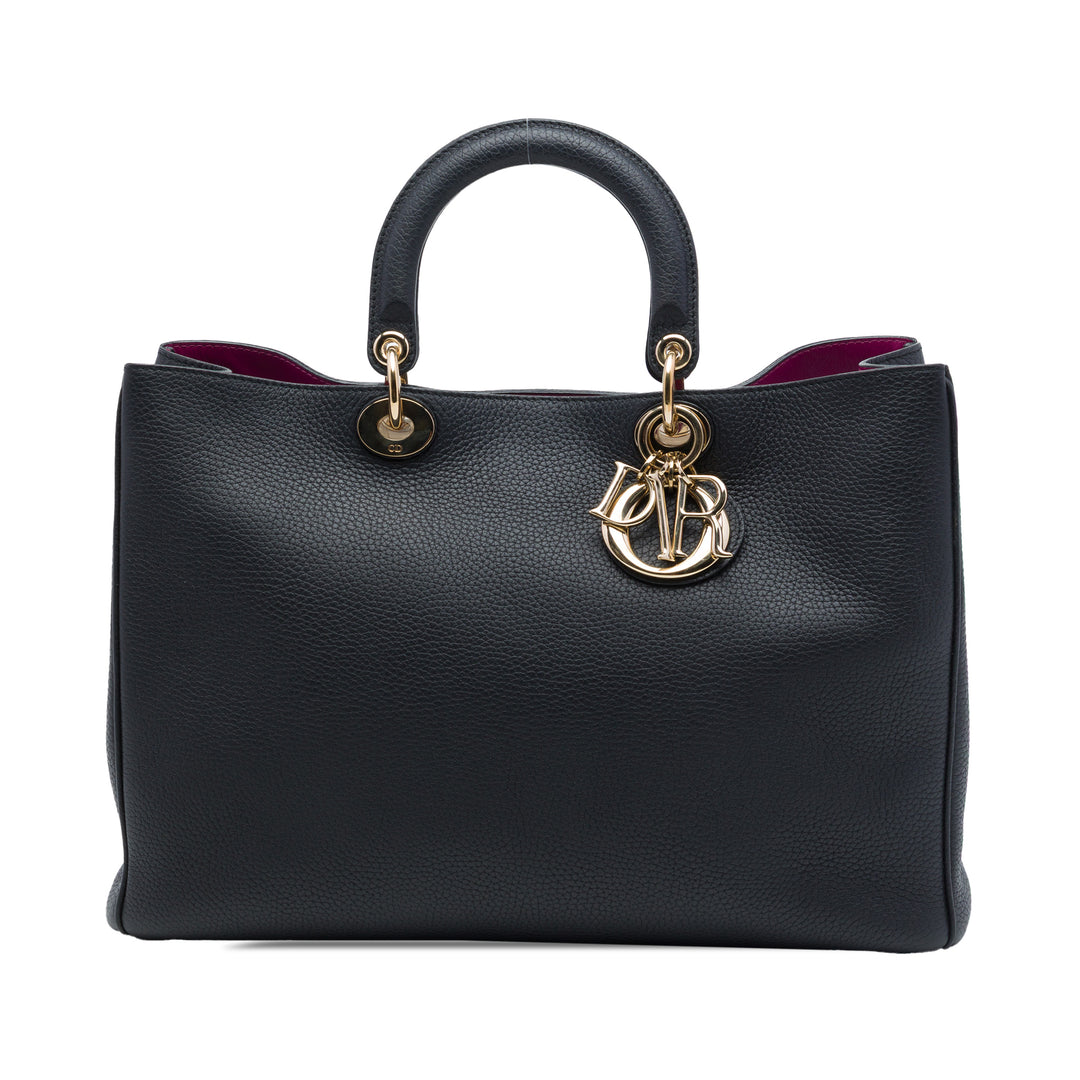 Dior Sac à main Pebbled Diorissimo Grand Cuir de veau Noir – vue principale – GABY PARIS