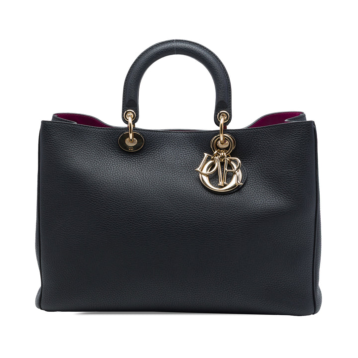 Dior Sac à main Pebbled Diorissimo Grand Cuir de veau Noir – vue principale – GABY PARIS