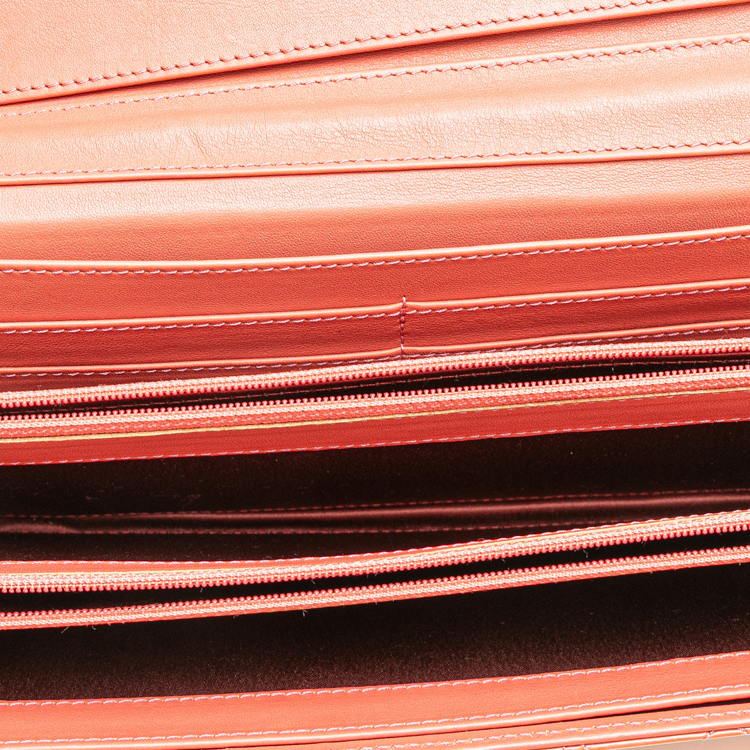 Chanel Quilted Cuir verni Brilliant East West Wallet On Chain Rouge