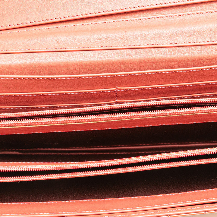 Chanel Quilted Cuir verni Brilliant East West Wallet On Chain Rouge