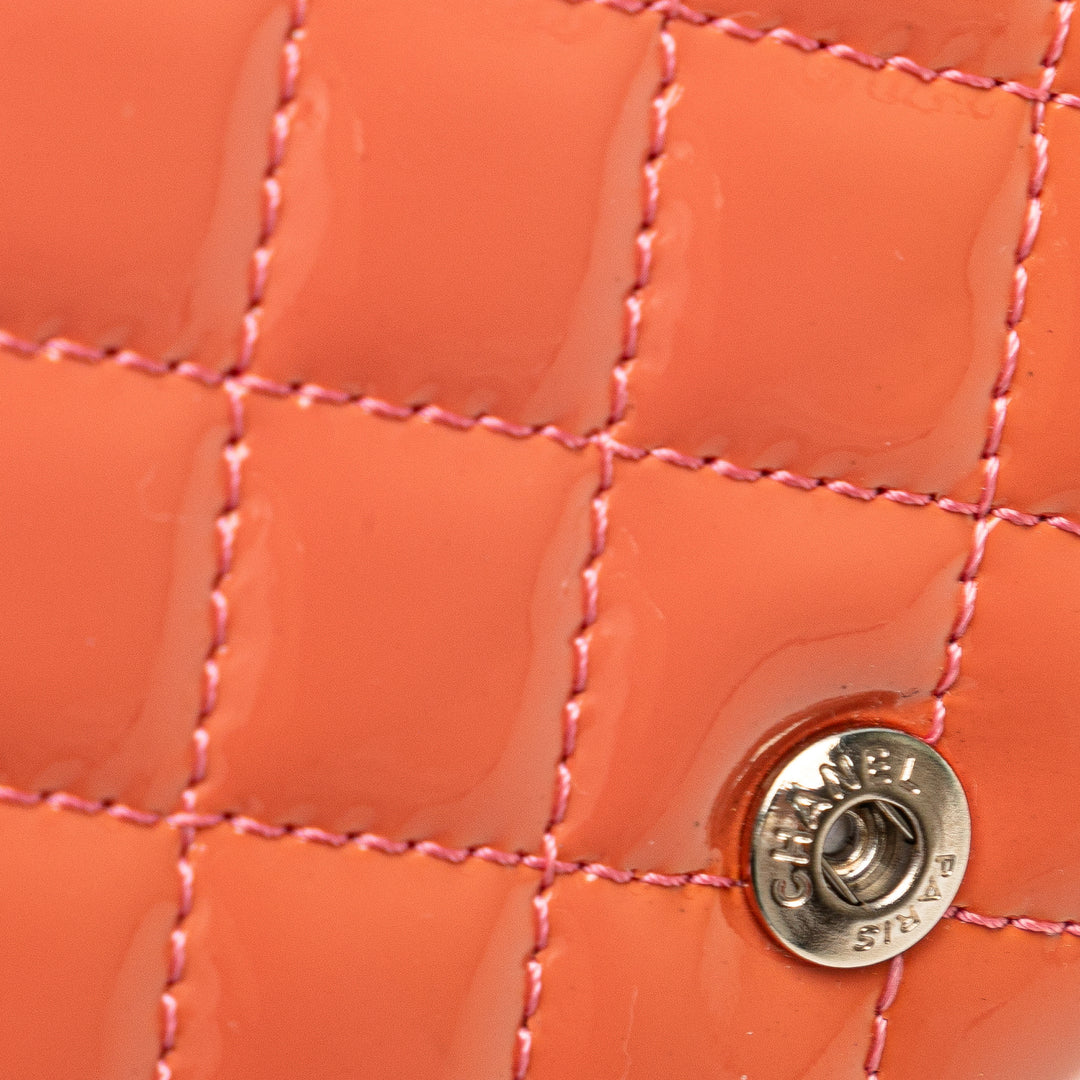 Chanel Quilted Cuir verni Brilliant East West Wallet On Chain Rouge