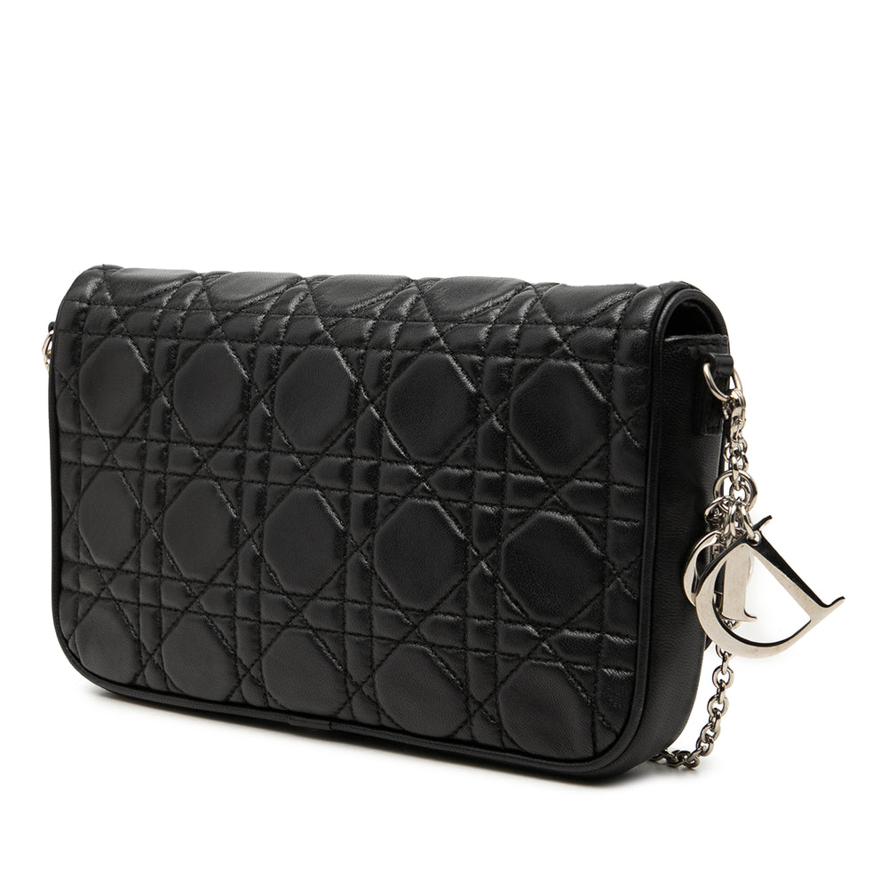 Dior Cannage Lady Dior Chaîne Sac Cuir d'agneau Noir – vue 2 – GABY PARIS
