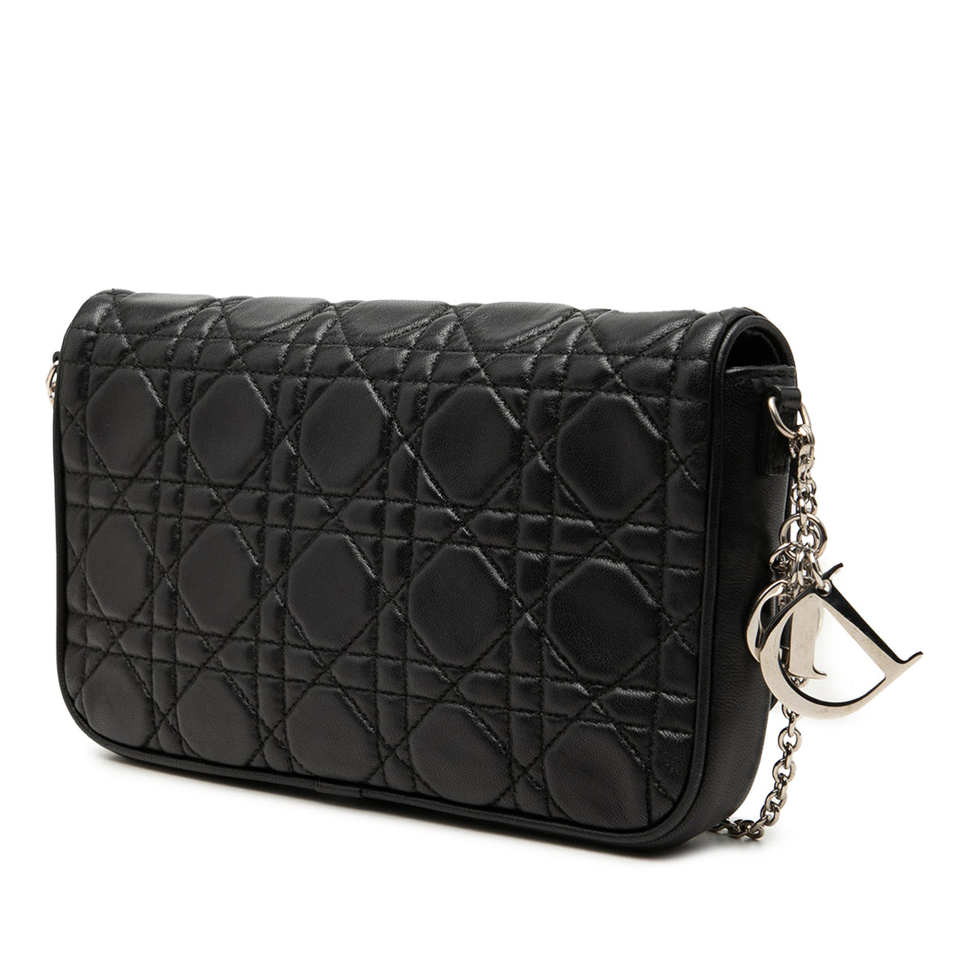 Dior Cannage Lady Dior Chaîne Sac Cuir d'agneau Noir – vue 2 – GABY PARIS