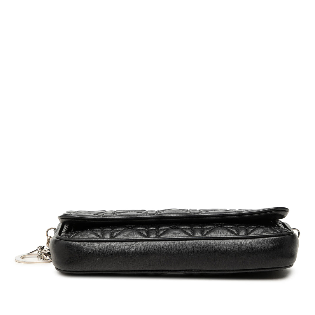 Dior Cannage Lady Dior Chaîne Sac Cuir d'agneau Noir – vue 3 – GABY PARIS