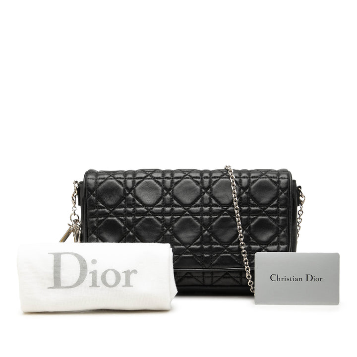 Dior Cannage Lady Dior Chaîne Sac Cuir d'agneau Noir – vue 7 – GABY PARIS