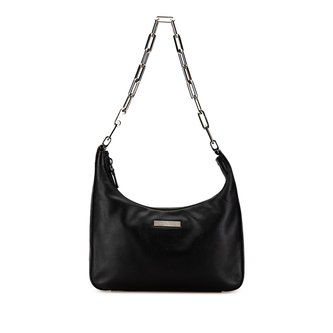 Gucci Leather Chain Shoulder Bag Black - GABY PARIS