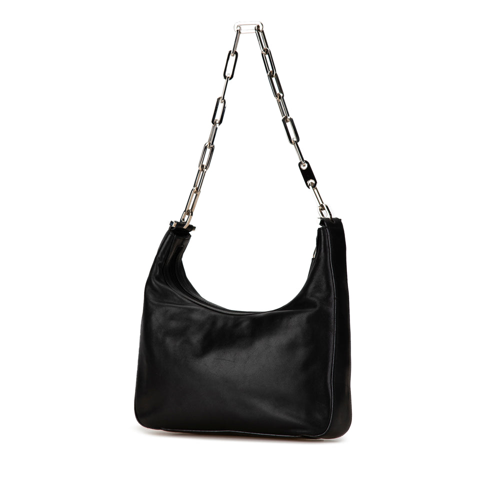 Gucci Leather Chain Shoulder Bag Black - GABY PARIS