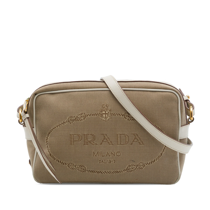 Prada Sac caméra Canapa Logo Beige – vue principale – GABY PARIS
