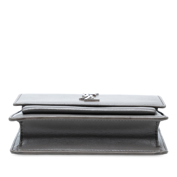 Saint Laurent Small Cuir Monogram Sunset Sac porté croisé Gris