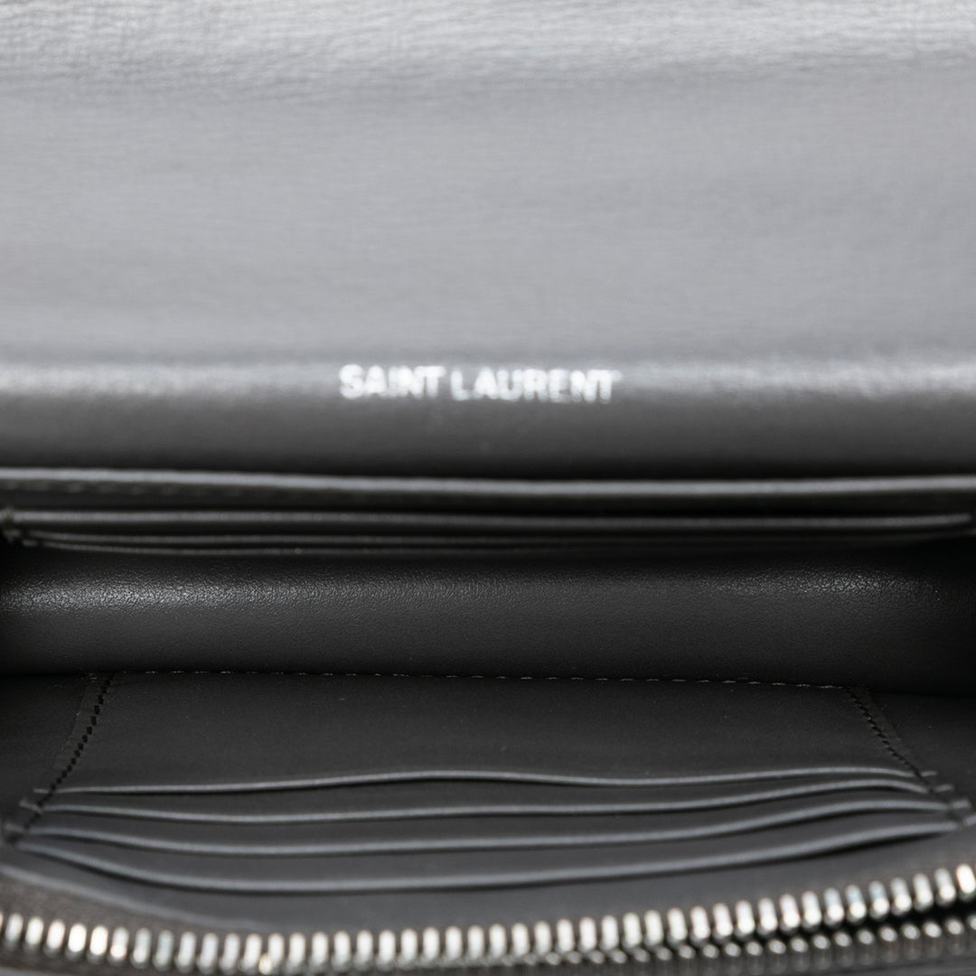 Saint Laurent Small Cuir Monogram Sunset Sac porté croisé Gris