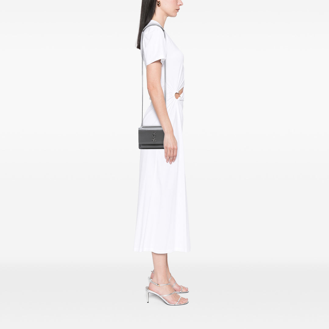 Saint Laurent Small Cuir Monogram Sunset Sac porté croisé Gris