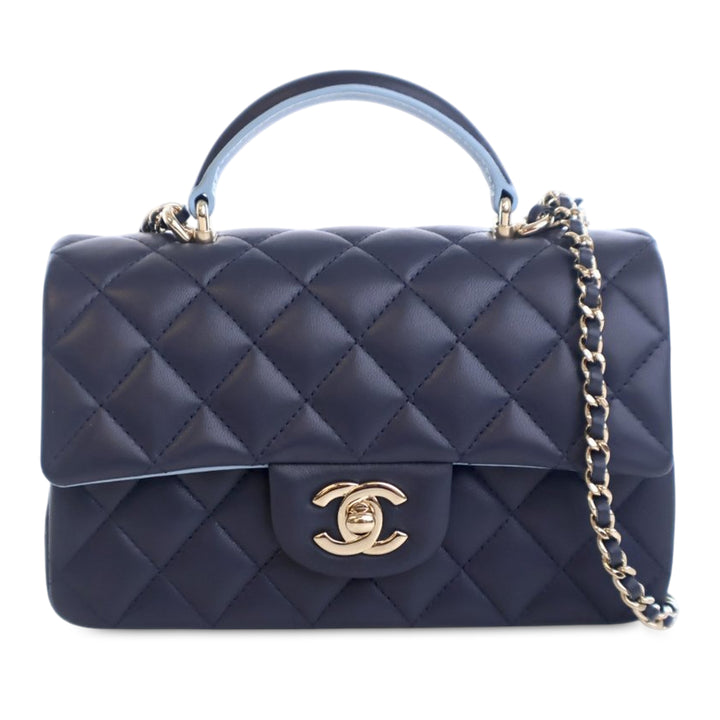 Chanel Mini Rectangular Cuir d’agneau anse supérieure à rabat