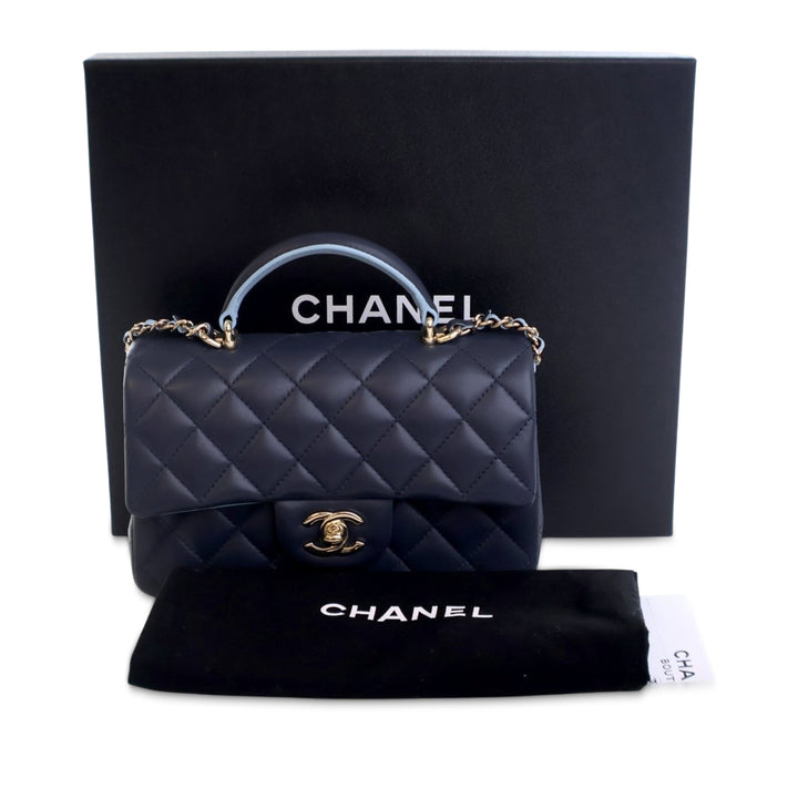 Chanel Mini Rectangular Cuir d’agneau anse supérieure à rabat
