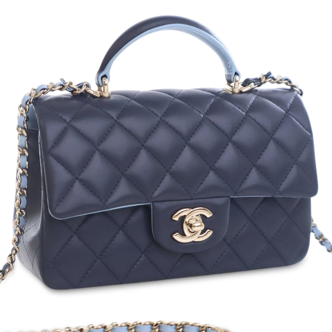 Chanel Mini Rectangular Cuir d’agneau anse supérieure à rabat