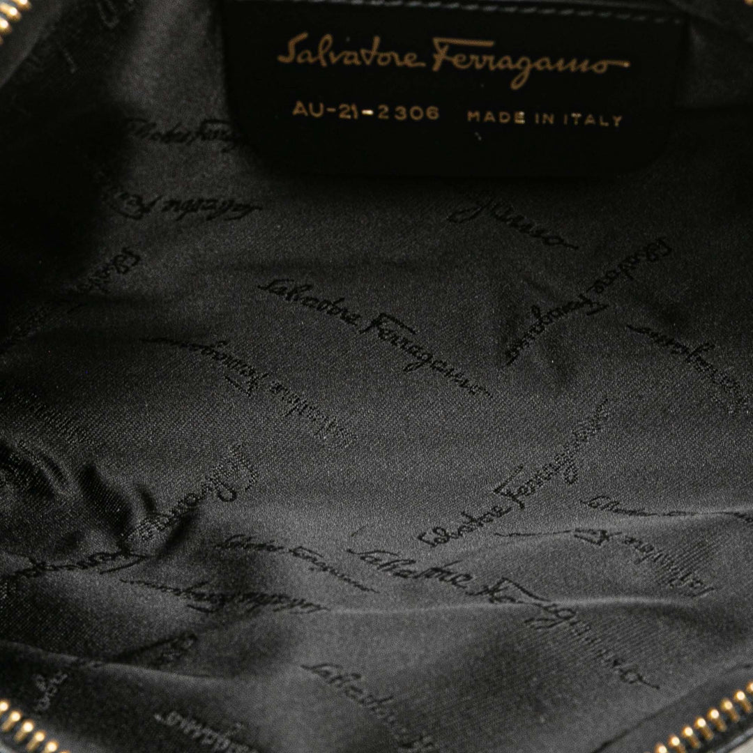 Leather Gancini Shoulder Bag Black - Gaby Paris