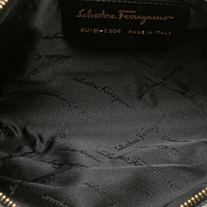 Leather Gancini Shoulder Bag Black - Gaby Paris