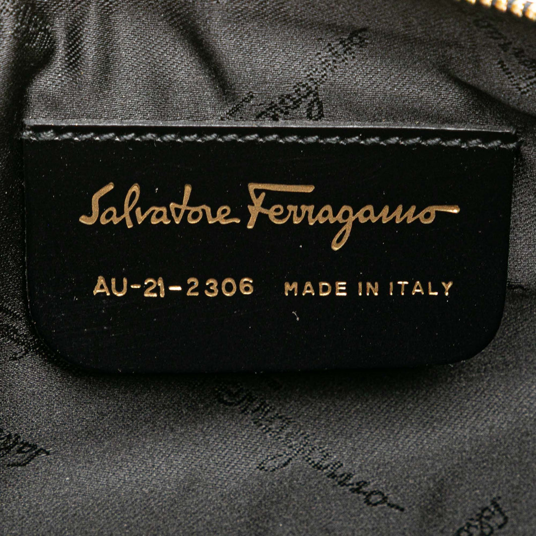 Leather Gancini Shoulder Bag Black - Gaby Paris