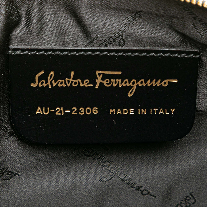 Leather Gancini Shoulder Bag Black - Gaby Paris