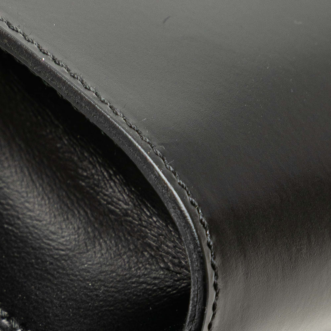 Leather Gancini Shoulder Bag Black - Gaby Paris