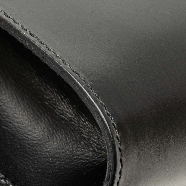 Leather Gancini Shoulder Bag Black - Gaby Paris