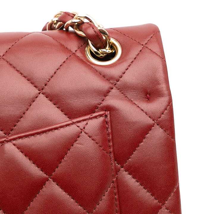 Jumbo Classic Lambskin Double Flap Red - Gaby Paris